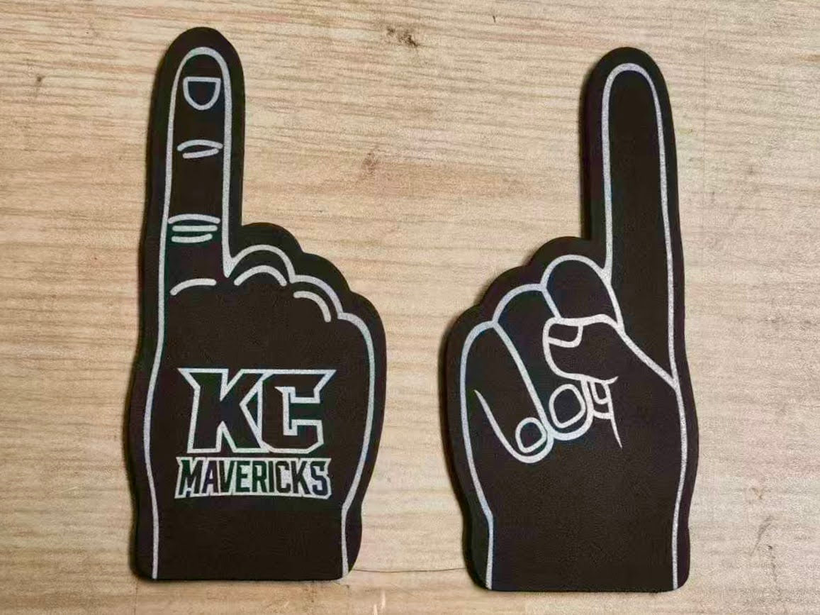 Foam fingers for a hockey club for KC Mavericks Hockey
