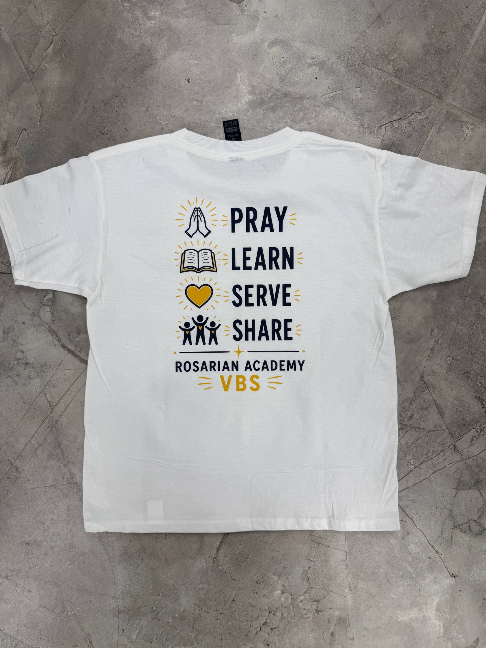 Youth program tee for a school for Rosarian Academy, West Palm Beach, FL